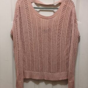 American Eagle Outfitters Pink Open-Knit Sweater
